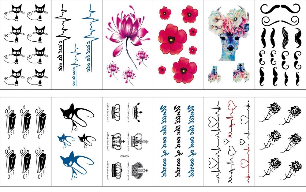Waterproof temporary tatoo sticker color small fresh flowers and big butterfly tattoo stickers