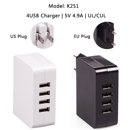 2 PORTS EU PLUG USB CHARGER WITH SMART IC