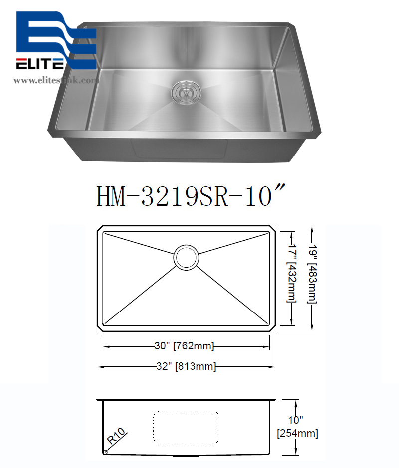 304 cheap Stainless Steel Undermount Sink 10 deep