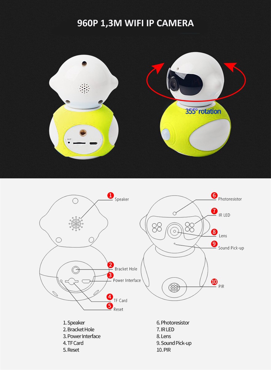 High Demand HKA8 P2P H264 Cam Baby Robot Wifi Camera IP
