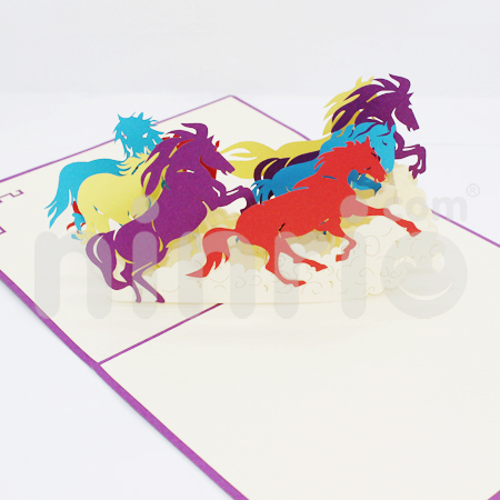 Eight horse Pop Up Card Handmade Greeting Card