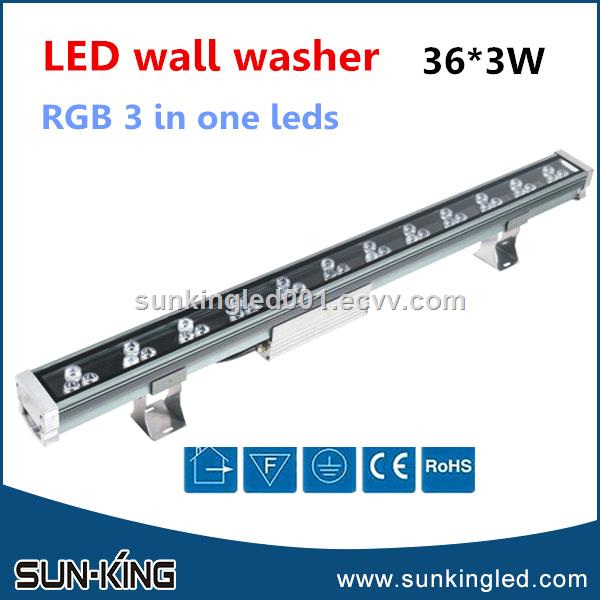 extraventricular waterproof 1M linear 36W 48W 72W 108W ip65 dmx512 led rgbw wall washer for hotel