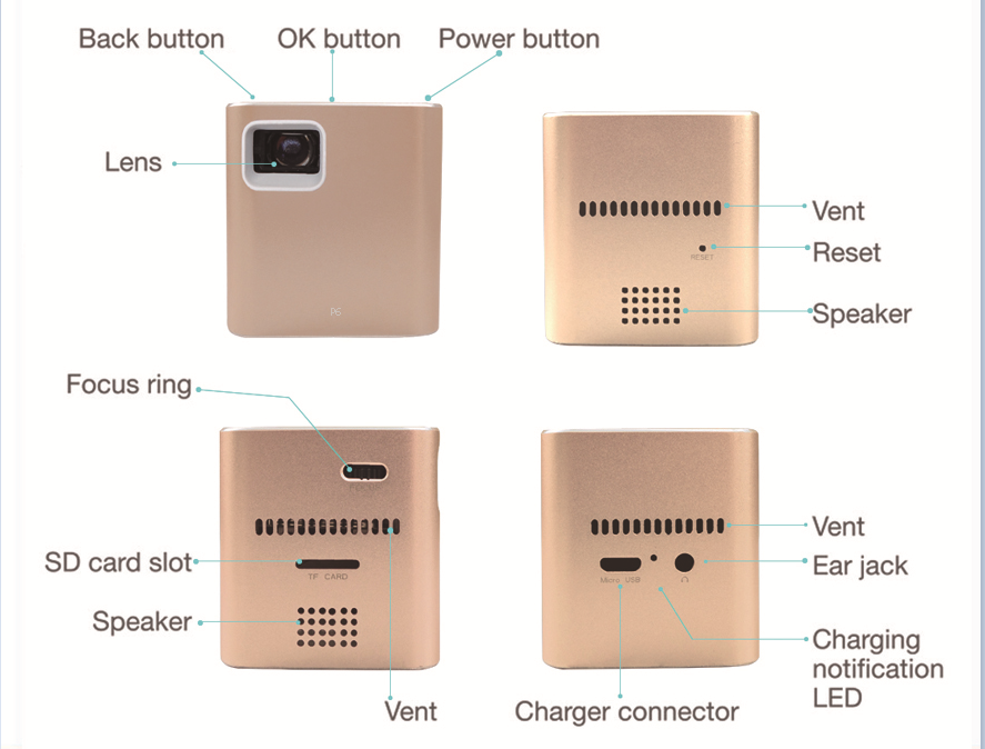 Portable Business Ultra short throw 1080P 3D 100 to 200 lumens mini projector