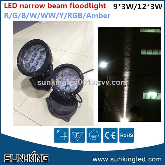 Projector building decoration aluminum white yellow Amber led narrow beam light 27W 36W led floodlight