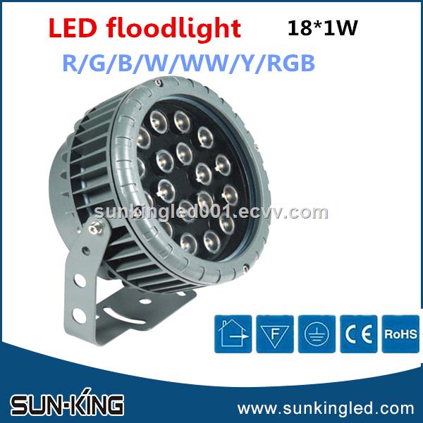 RGB white blue green round garden park waterproof outdoor spotlight 18W rgb led floodlight ip65