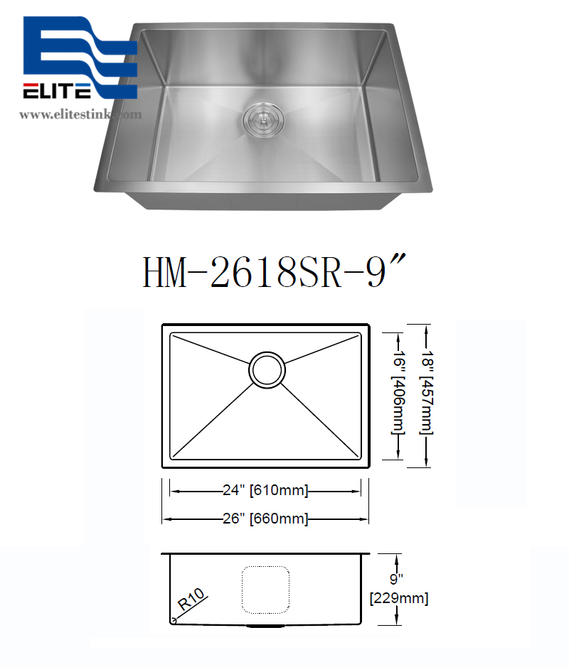 15mm Handmade Sink Kitchen Stainless Steel Sink manufacturer