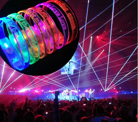 Sound and Motion Activated LED Light up Bracelet for Party Festival Sales Promotion Sound and Motion Activated LED Light up Bracelet for Party Festival Sales Promotion