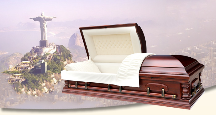 Affordable customized funeral casket with cloth and adjustable bed