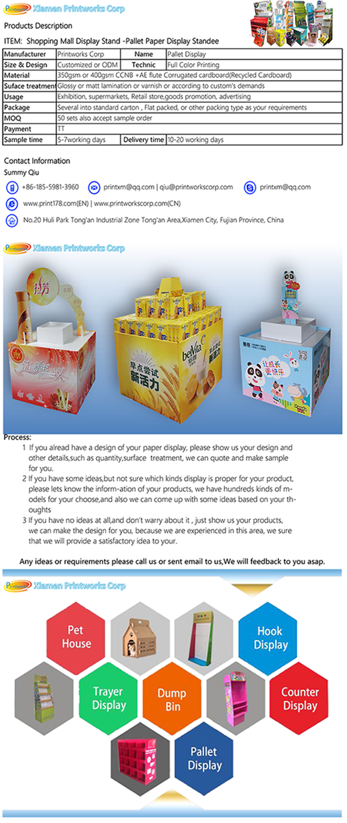 Shopping Mall Display Stand Pallet Paper Display Standee