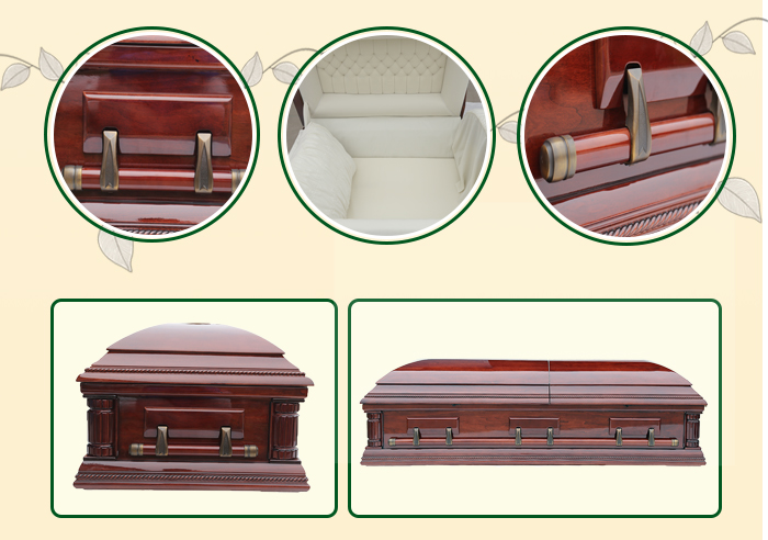 Bulk supply wholesale beautiful wooden half couch wood casket