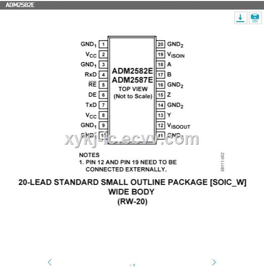 ADM2582EBRWZ ADI 25 kV Signal and Power Isolated FullHalf Duplex RS485 Transceiver 16Mbps