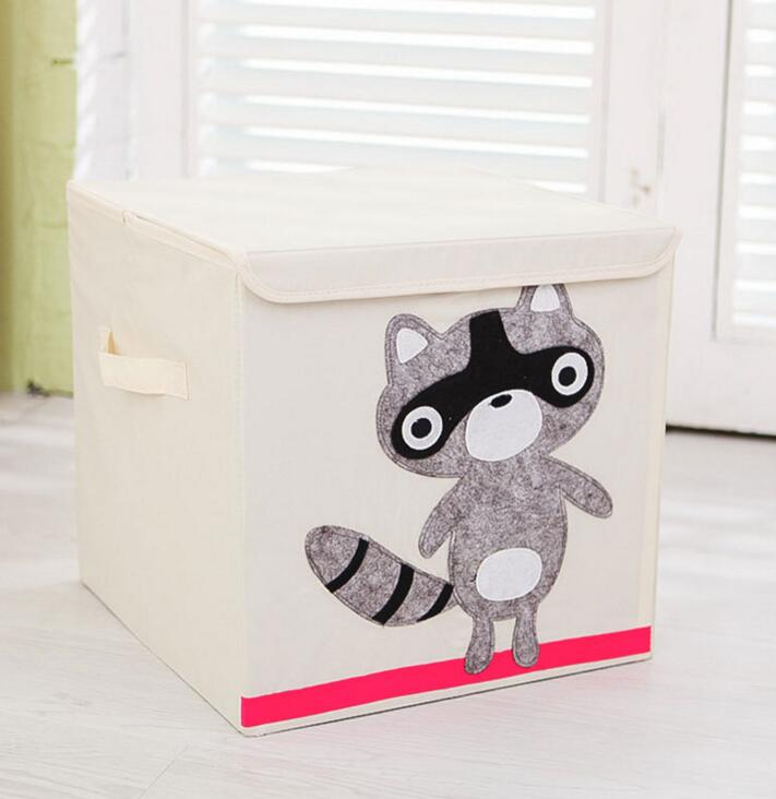 Amazon Ebay organic cotton fabric animal design square box kids toys storage box with cover