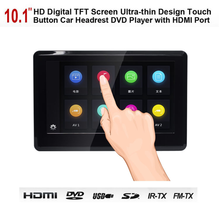 Touch screen 101 Inch HD TFT LCD Headrest Car DVD Player