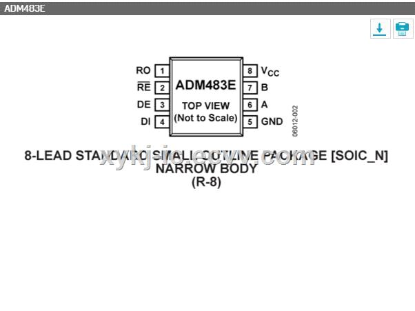 ADM483EARZ ADI 5 V ESD Protected Slew Rate Limited Low Power Half Duplex RS485RS422 Transceiver