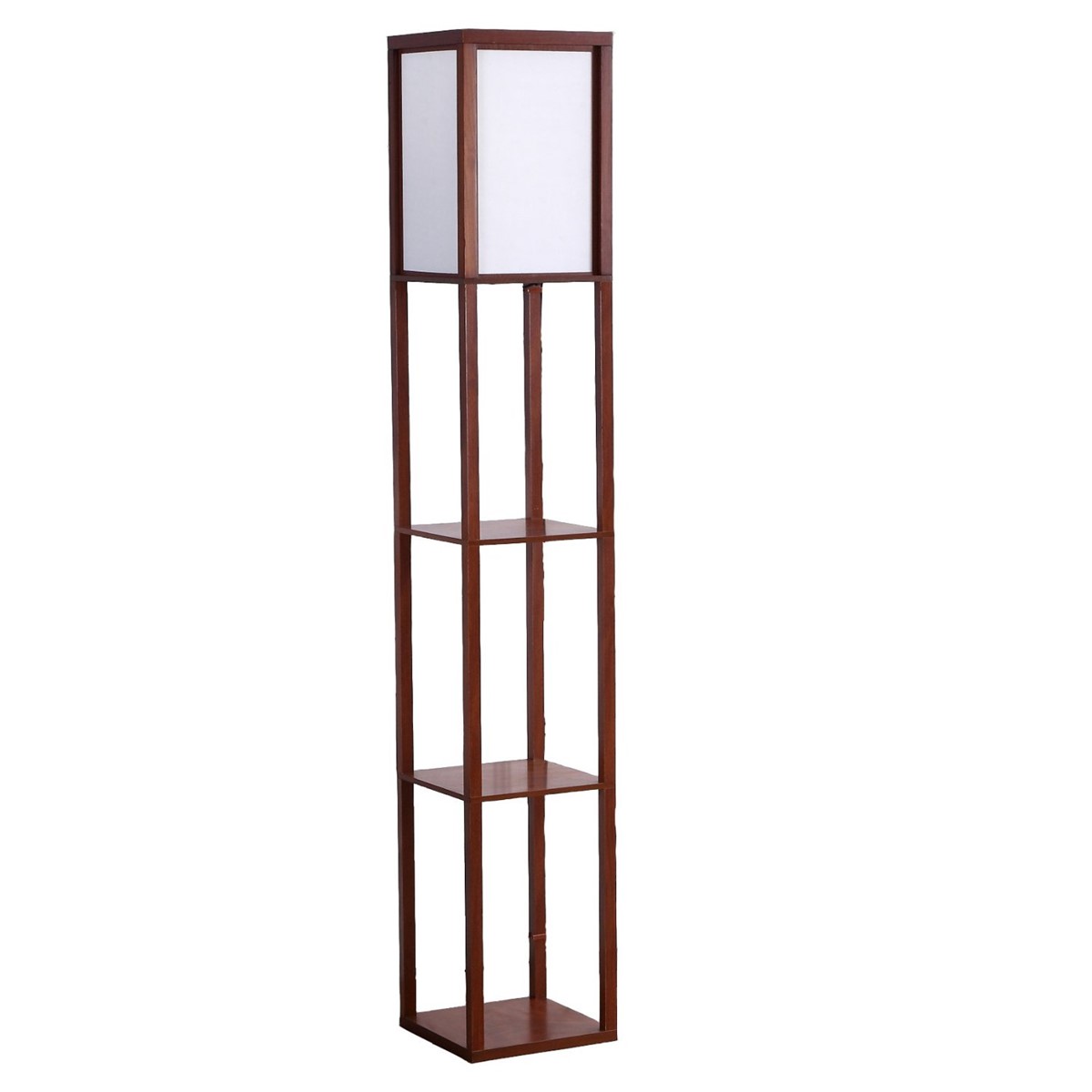 Storge Shelf Floor Lamp Natural Wood Frame with Shelves Lighting for Your Living Room Bedroom