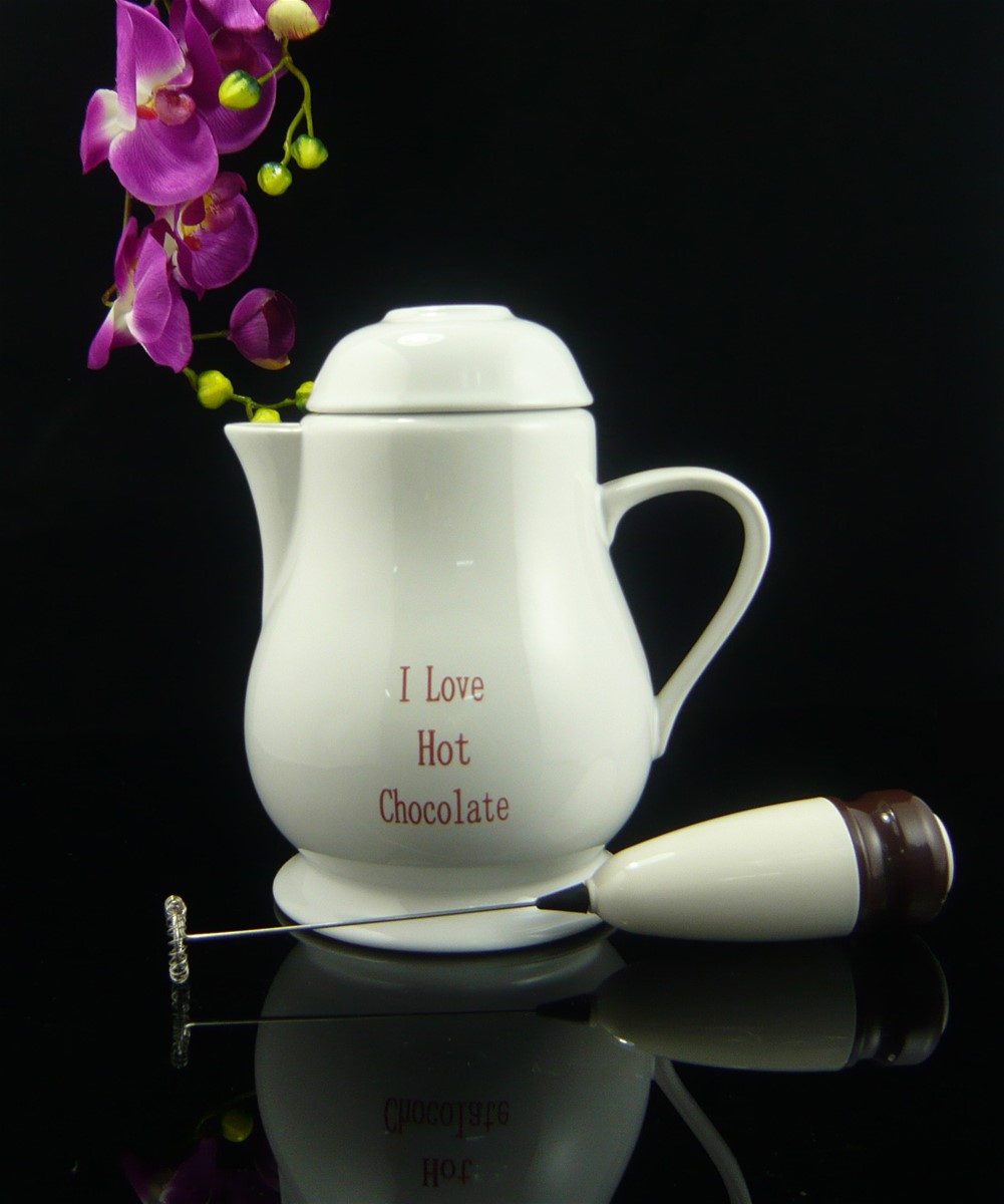 Ceramic Hot Chocolate Pot with Frother