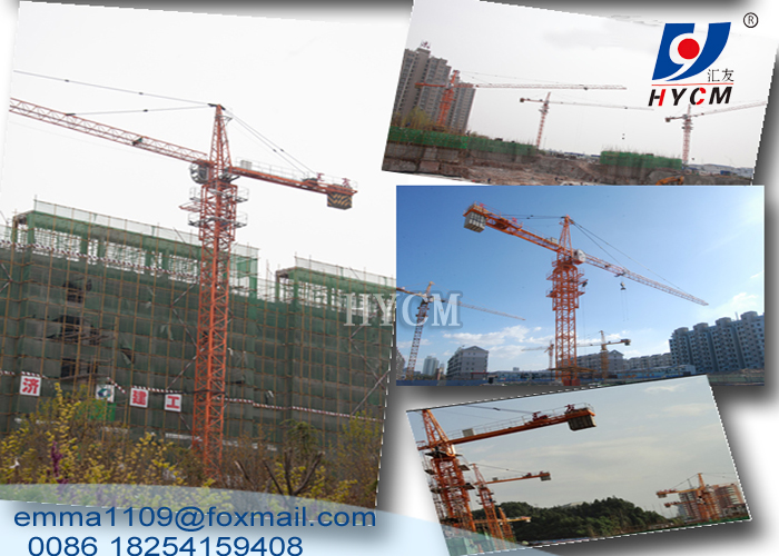 Small TC5013 50m 5t Tower Crane with tower head type with climbing cage