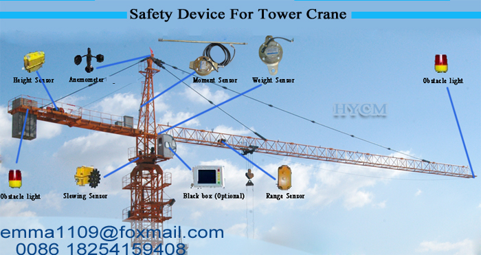 Small TC5013 50m 5t Tower Crane with tower head type with climbing cage