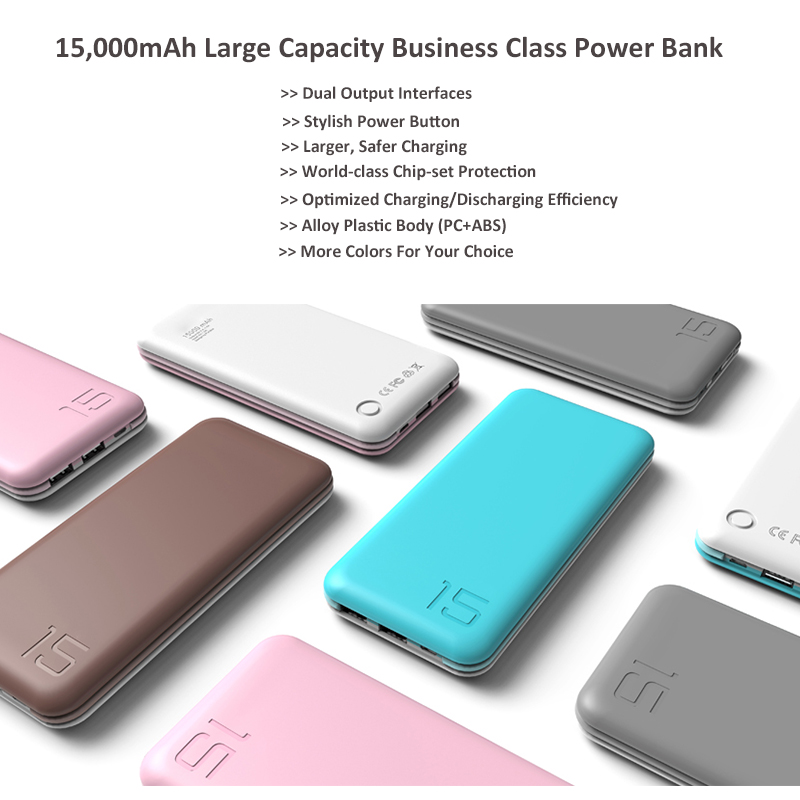 PT117 Business Style 15000mAh Large Capacity Portable Mobile Phone Power Bank