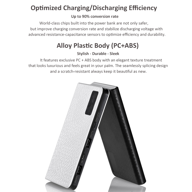 PT162 Latest Dual USB Outputs Best Smart Power Bank 10000mAh