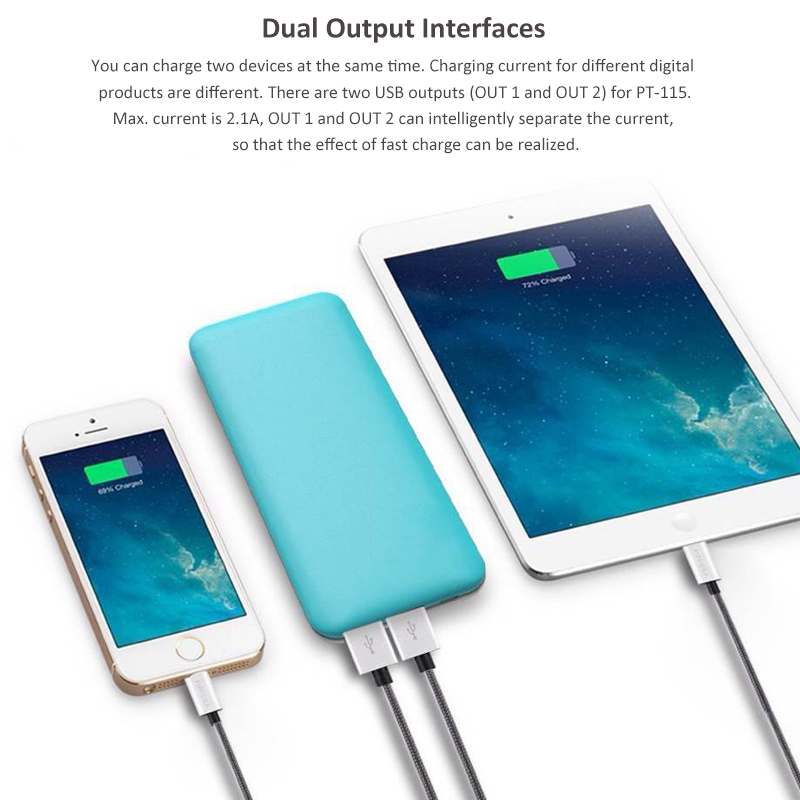 PT115 Candy Series 7000mAh Super Thin Polymer RoHS Power Bank