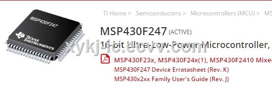 MSP430F247TPMR TI 16bit UltraLowPower Microcontroller 32KB Flash 4KB RAM 12Bit ADC 2 USCIs HW Multiplier
