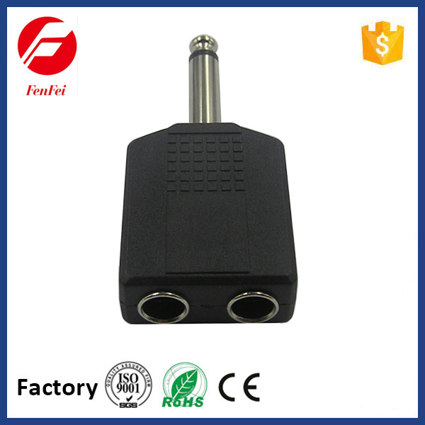 Hot selling audio adapter 635mm mono plug to 2635mm mono jacks