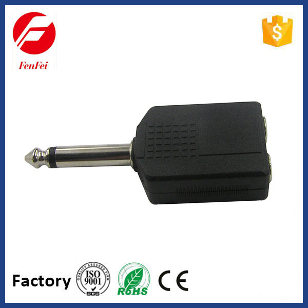 Hot selling audio adapter 635mm mono plug to 2635mm mono jacks