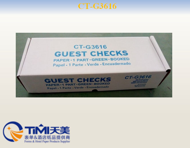 CTG3616 1 Part Green and White Guest Check with Top Guest Receipt 50Case