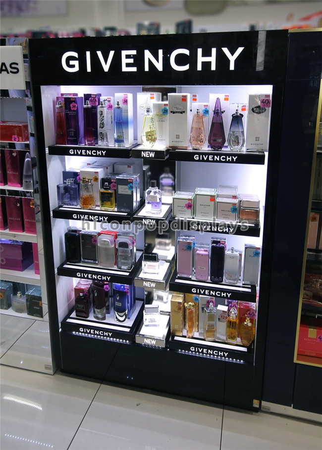 Acrylic Shelving Lighting MultiLayer Floor Bottle Perfume Shop Display Cabinet