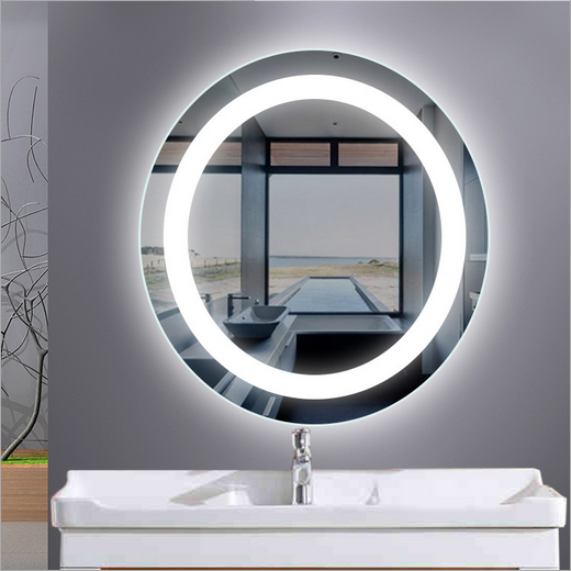 Diameter 600mm Round Wall Mounted Illuminated LED Bathroom Mirror Hotel Use