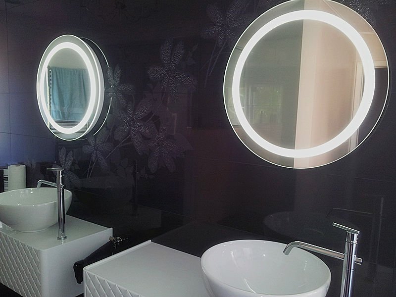 Diameter 600mm Round Wall Mounted Illuminated LED Bathroom Mirror Hotel Use