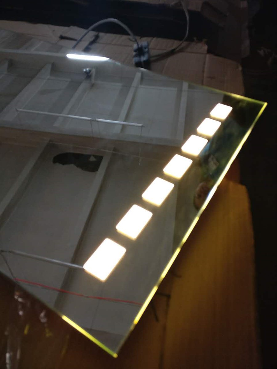 LED Lighted Mirror with Defogger LED Clock and Infrared Sensor Switch