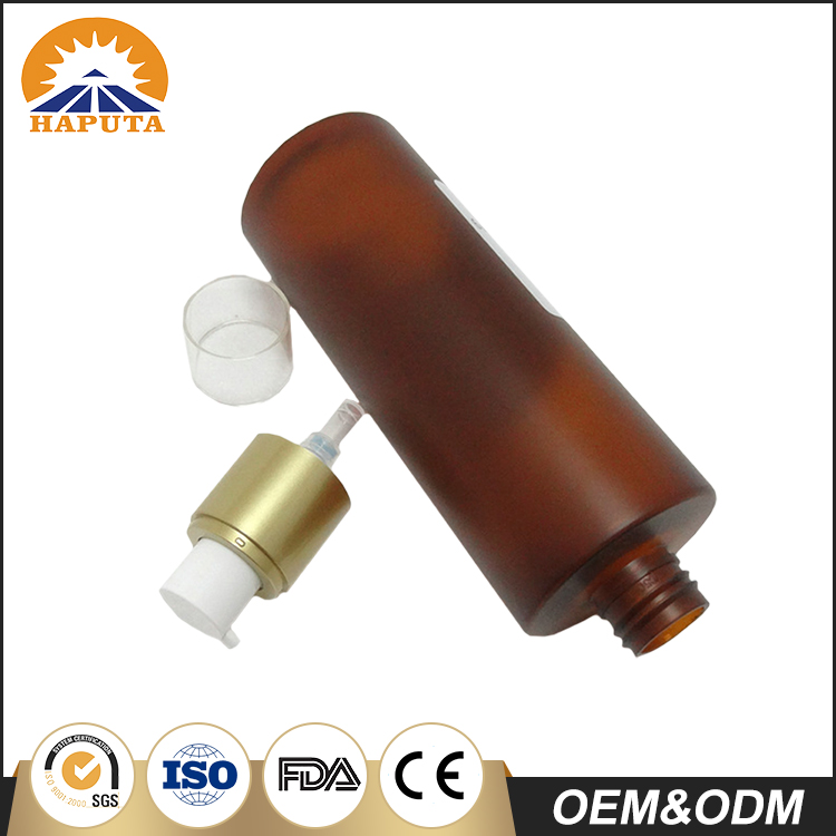 Cylindrical Frosted Fancy Plastic Bottle With Rose Screw CapLotion PumpSSH3073