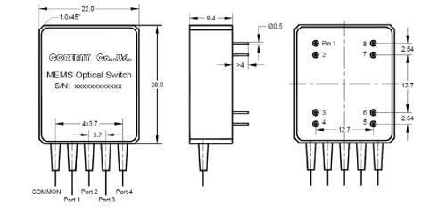 1x4 MEMS optical switch 1x4 Mini Optical Switch Intrinsic tolerance to ESD