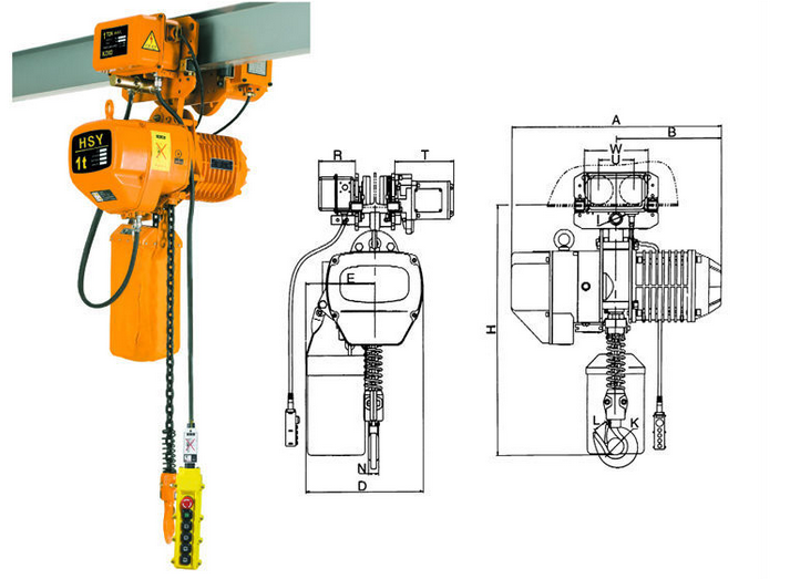 10 ton construction electric chain hoist with elelctric trolley chain pulley block