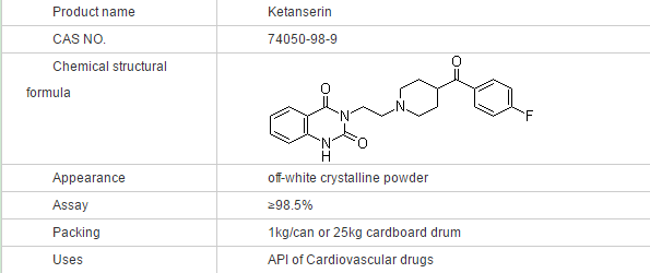 Ketanserin CAS NO74050989 factory supply with good quality and competive price