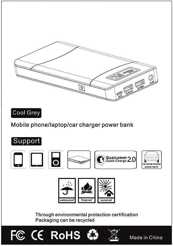 Simo Tech multifunction liion battery LCD display dual USB car jump starter power bank