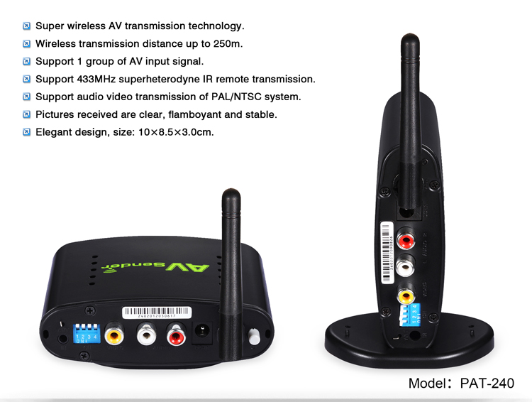 PAKITE 250 Meter Multi Room TV to TV 24GHz Digital Wireless Transmitter and Receiver PAT240