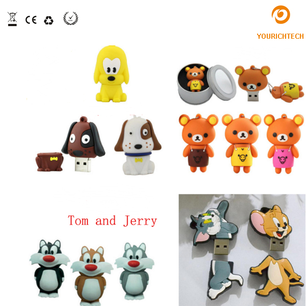 Wholesale bulk mini 30 memory plastic pvc cartoon character usb flash drive