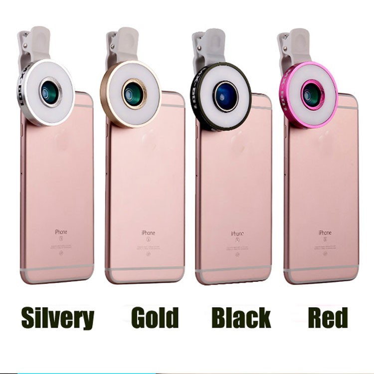 6 in 1 LED multi phone Lens Fisheye Wide Angle Macro Lens and LED Selfie Light