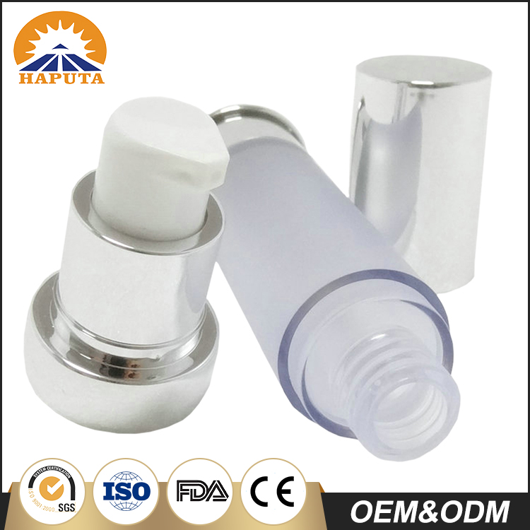 Frosted Fancy Cosmetic Plastic Airless Bottle With Silver Cap