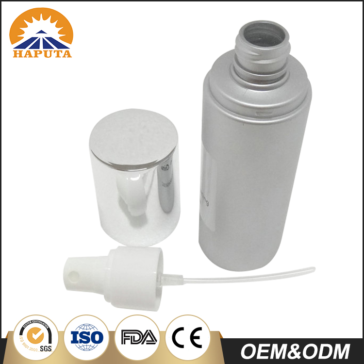 Opaque Silver Cylindrical Plastic Spray Bottle With Cap