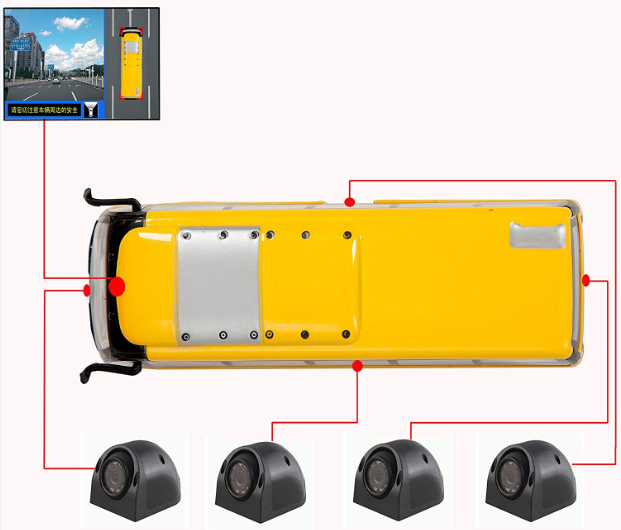12V-24V HDD H. 264 360 Degrees Bird View Waterproof Vehicle Truck Security Camera