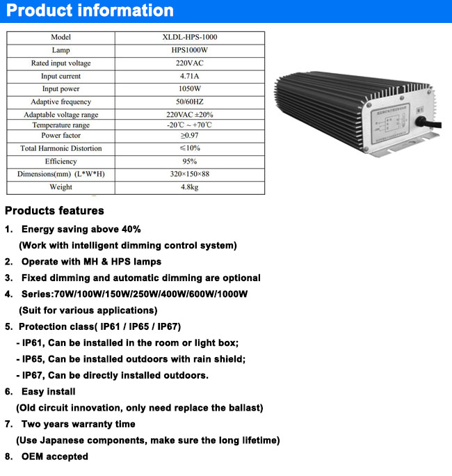 1000W digital electronic ballast for mobile lighting tower