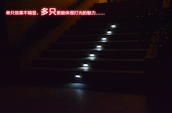 AAA LiFePO4 3LED solar step light Solar Powered White LED Staircase Step Lights Stairways Landscape Garden Path Lamp