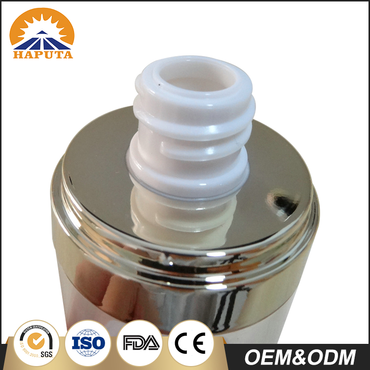 Transparent Cosmetic Airless Plastic Bottle with Cap