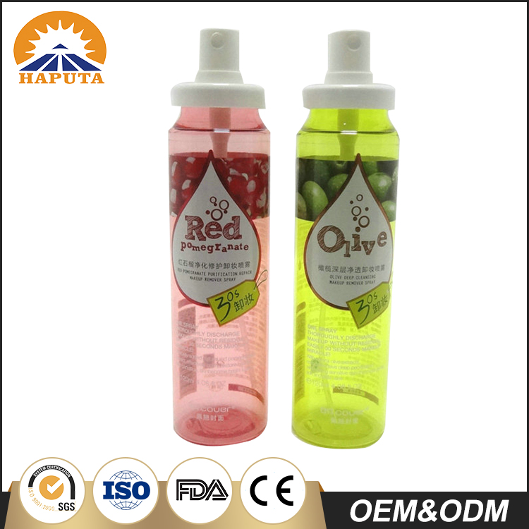 Translucent Crimp Spray Cosmetic Plastic Bottle with Double Wall Cap