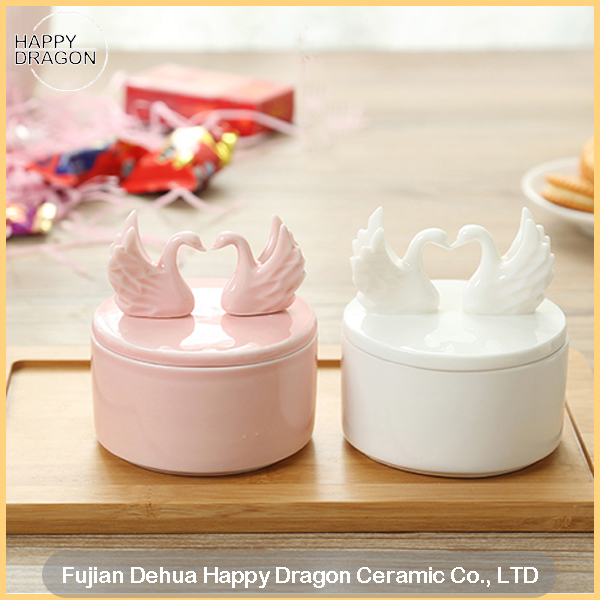 Ceramic Candle Container With Swan Handle