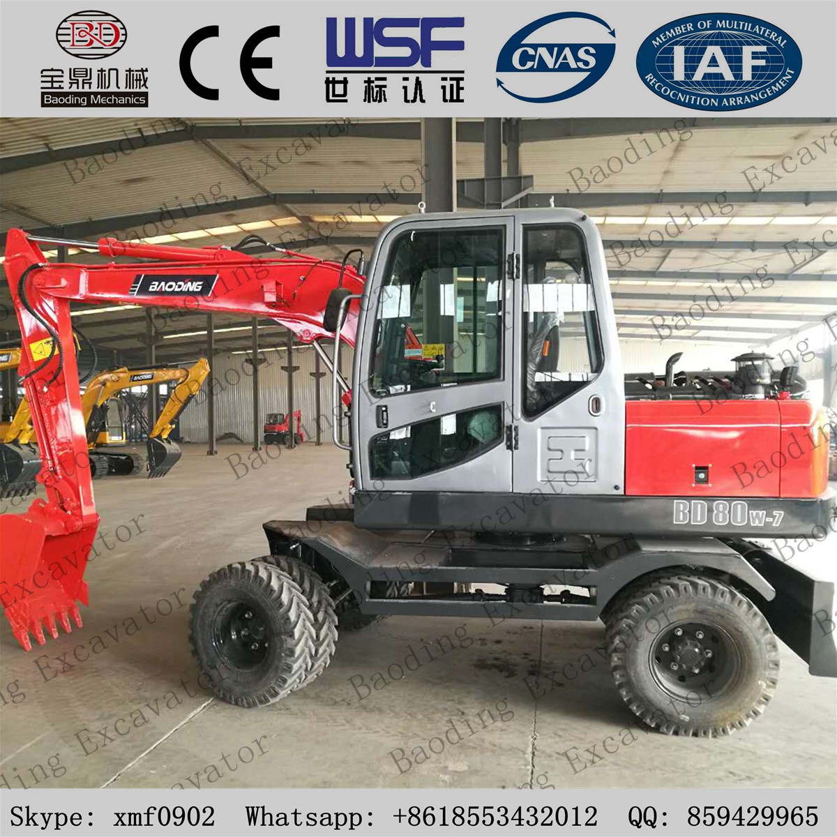 2017 small wheel excavators BD80 with ISO9001 certificate